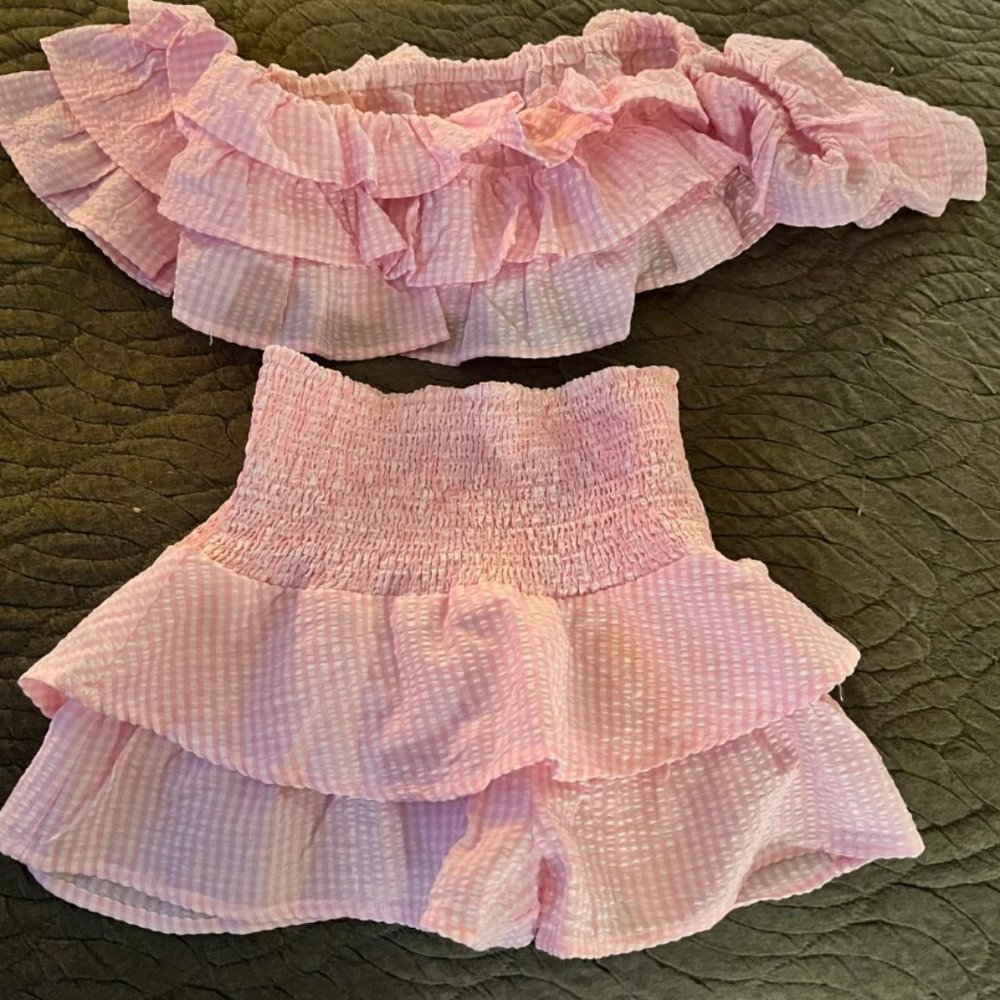 Pink Gingham Two Piece Set